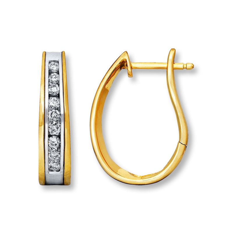 Previously Owned Diamond Hoop Earrings 1/2 ct tw Round-cut 14K Yellow Gold
