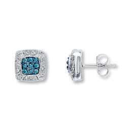 Previously Owned Blue Diamond Earrings 1/3 ct tw 10K White Gold