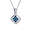 Thumbnail Image 0 of Previously Owned Blue/White Diamonds 1/4 ct tw Necklace 10K White Gold