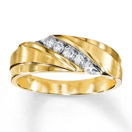 Previously Owned Men's Diamond Wedding Band 1/4 ct tw Round-cut 10K Yellow Gold