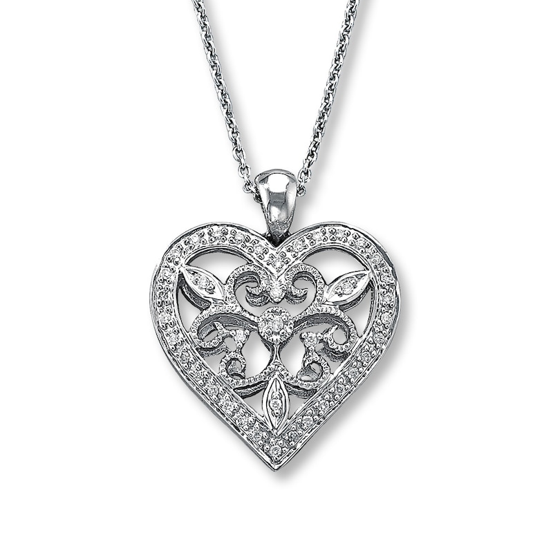 Main Image 1 of Previously Owned Diamond Heart Necklace 1/8 ct tw Sterling Silver