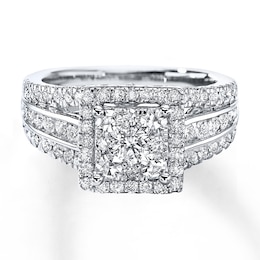 Previously Owned Multi-Stone Diamond Engagement Ring 1-1/2 ct tw Round-cut 14K White Gold