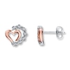 Thumbnail Image 1 of Previously Owned Diamond Earrings Sterling Silver & 10K Rose Gold