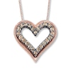 Thumbnail Image 1 of Previously Owned Heart Necklace 1/2 ct tw Brown Diamonds 10K Rose Gold