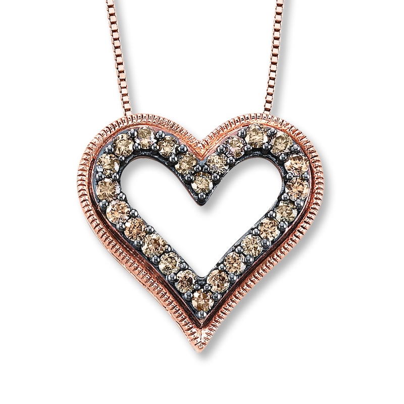 Main Image 1 of Previously Owned Heart Necklace 1/2 ct tw Brown Diamonds 10K Rose Gold