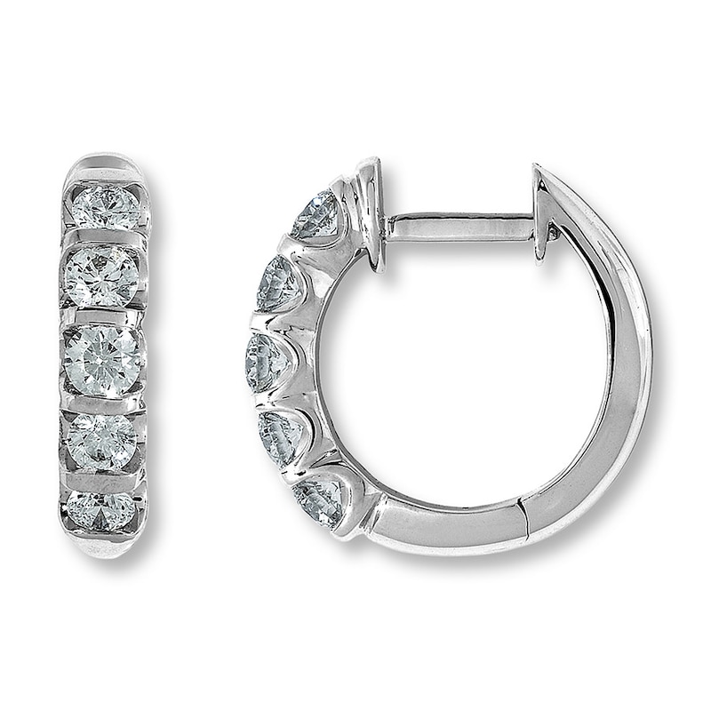 Previously Owned Diamond Hoops 1 ct tw Round-cut 18K White Gold ...