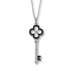 Thumbnail Image 1 of Previously Owned Black & White Diamond Key Necklace 1/5 ct tw Sterling Silver