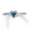 Thumbnail Image 0 of Previously Owned Blue & White Diamonds 1/10 Carat tw Ring Sterling Silver Heart