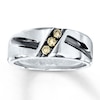 Thumbnail Image 1 of Previously Owned Men's Brown Diamond Wedding Band 1/6 ct tw Round-cut 10K White Gold