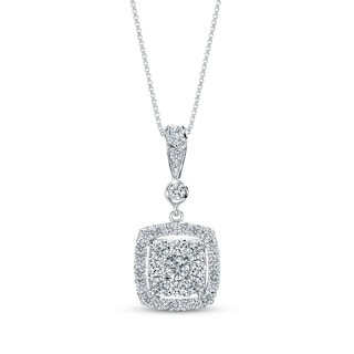 Previously Owned Diamond Necklace 3/8 ct tw Round-Cut 10K White Gold 18 ...