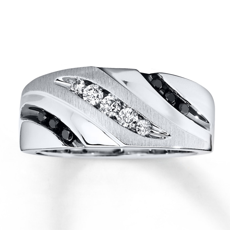 Main Image 1 of Previously Owned Men's Diamond Wedding Band 1/3 ct tw Round-cut 10K White Gold