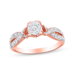 Previously Owned Heart Diamond Promise Ring 1/5 ct tw Round 10K Rose Gold