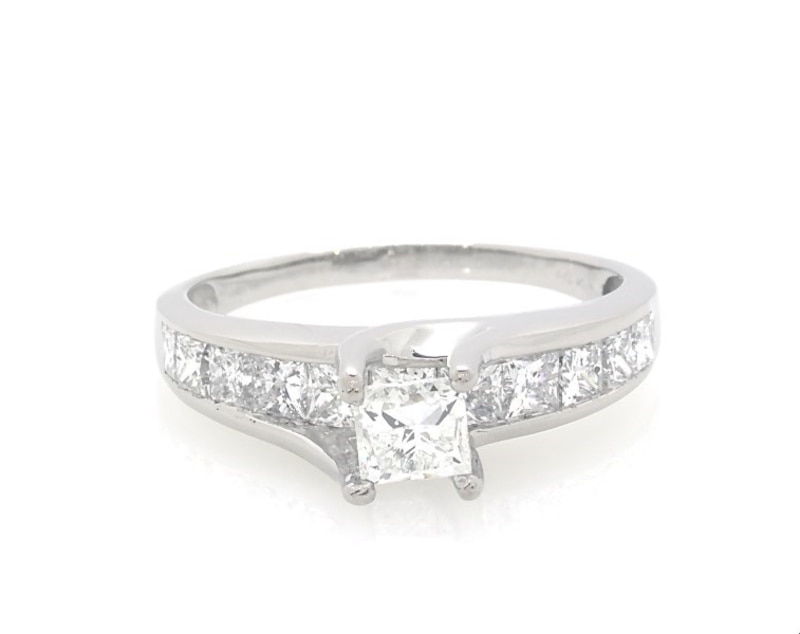 Main Image 1 of Previously Owned Princess-Cut Diamond Engagement Ring 2 ct tw 14K White Gold