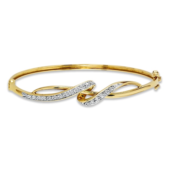 Previously Owned Diamond Bangle Bracelet 1/10 ct tw Round-cut 10K Yellow Gold