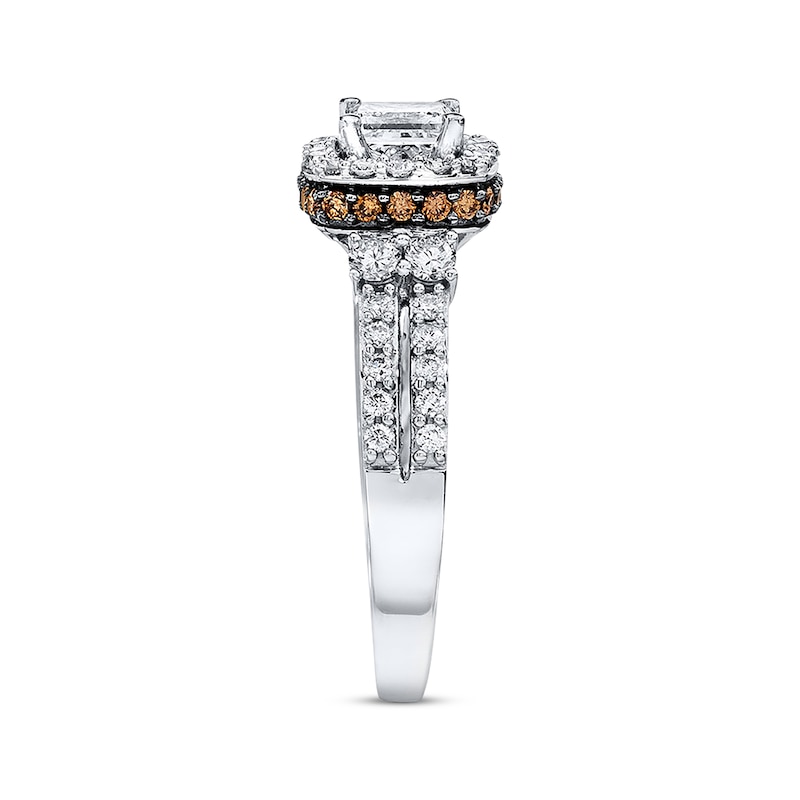 Previously Owned Le Vian Vanilla Diamonds 1-1/4 ct tw Princess & Round-cut 14K Vanilla/Chocolate Gold Engagement Ring