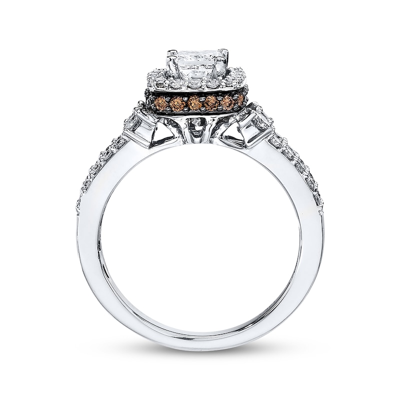 Previously Owned Le Vian Vanilla Diamonds 1-1/4 ct tw Princess & Round-cut 14K Vanilla/Chocolate Gold Engagement Ring