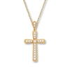 Thumbnail Image 1 of Previously Owned Diamond Cross Necklace 1/5 ct tw Round-cut 10K Yellow Gold