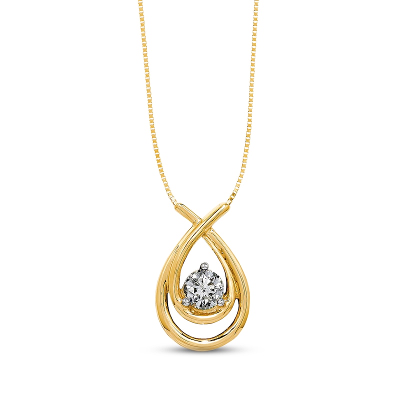 Previously Owned Diamond Teardrop Necklace 3/4 Carat Round-cut 14K Yellow Gold