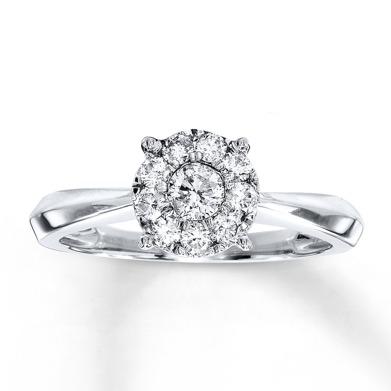 Main Image 1 of Previously Owned Diamond Engagement Ring 1/2 ct tw Round-cut 14K White Gold