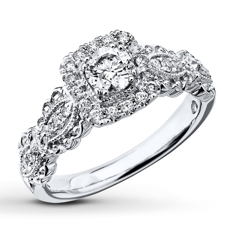 Main Image 1 of Previously Owned Diamond Engagement Ring 3/4 carat tw 14K White Gold