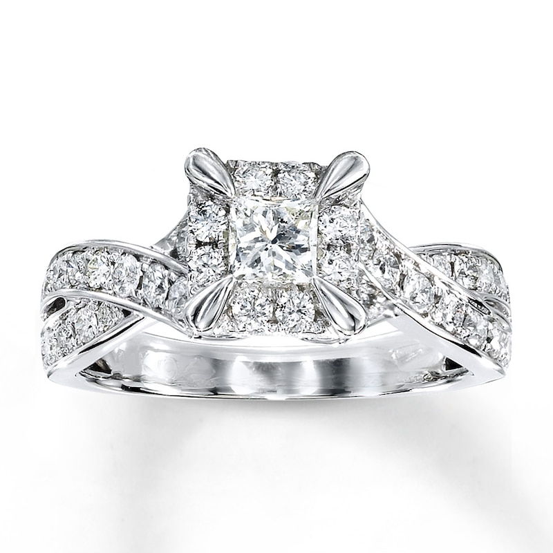 Previously Owned Diamond Engagement Ring 1 ct tw Princess-cut 14K White ...