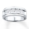 Thumbnail Image 1 of Previously Owned Men's Diamond Wedding Band 1 ct tw Round-cut 10K White Gold