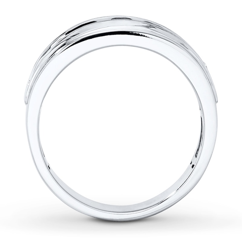 Main Image 2 of Previously Owned Men's Diamond Wedding Band 1 ct tw Round-cut 10K White Gold