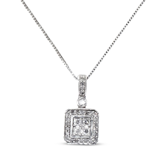 Previously Owned Diamond Necklace 1/2 ct tw Round-Cut Sterling Silver ...
