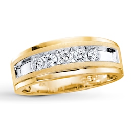 Previously Owned Men's Diamond Wedding Band 1/2 ct tw Round-cut 10K Yellow Gold