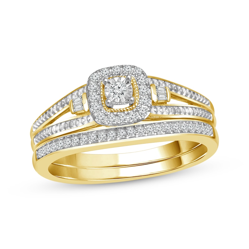 Main Image 1 of Previously Owned Round-Cut Diamond Bridal Set 1/5 ct tw 10K Yellow Gold Size 8