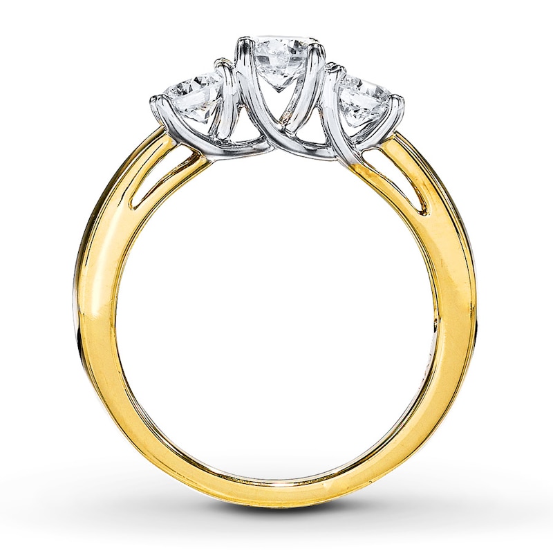 Main Image 2 of Previously Owned 3-Stone Diamond Ring 1 ct tw Round-cut 14K Yellow/White Gold