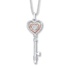 Thumbnail Image 1 of Previously Owned Diamond Key Necklace 1/10 ct tw Sterling Silver & 10K Rose Gold 18&quot;