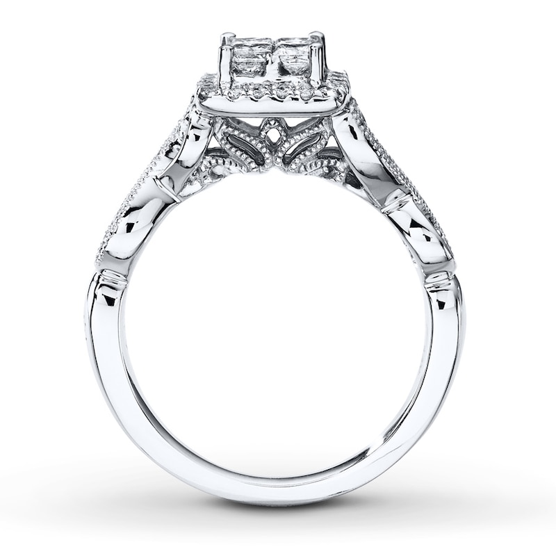 Main Image 2 of Previously Owned Diamond Ring 5/8 ct tw Princess & Round-cut 14K White Gold