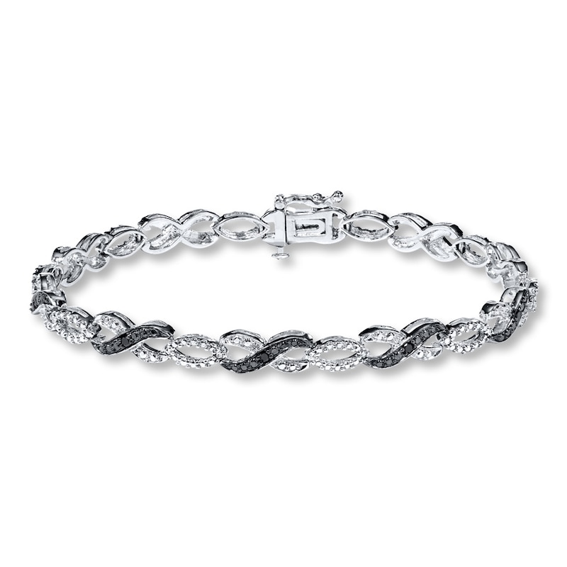 Main Image 1 of Previously Owned Diamond Infinity Bracelet 1/4 ct tw Black & White Sterling Silver