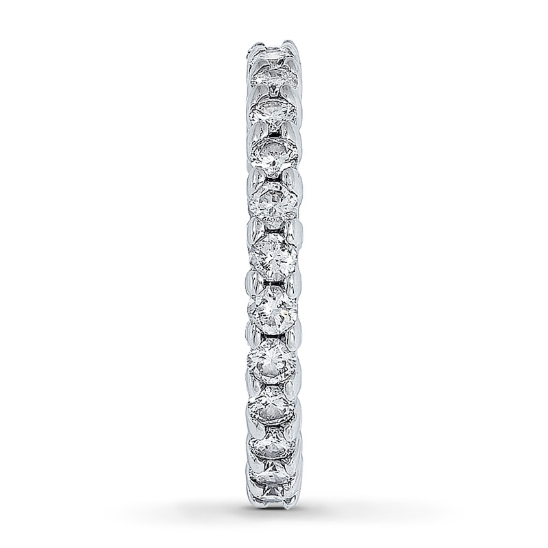 Main Image 3 of Previously Owned Diamond Anniversary Eternity Ring 1 ct tw Round-cut 14K White Gold - Size 6