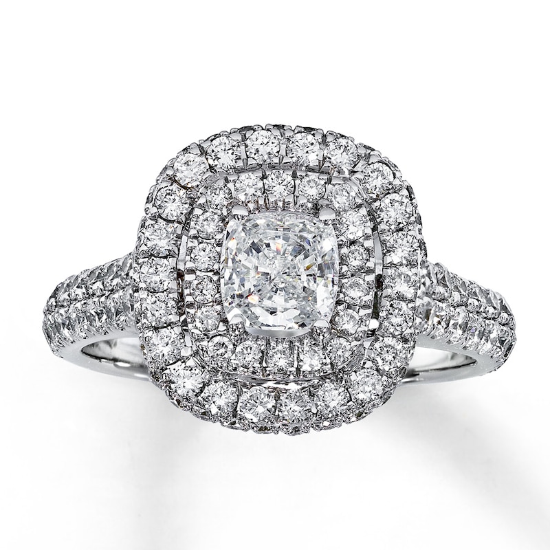 Main Image 1 of Previously Owned Neil Lane Ring 1-7/8 ct tw Cushion/Round-cut Diamonds 14K Gold