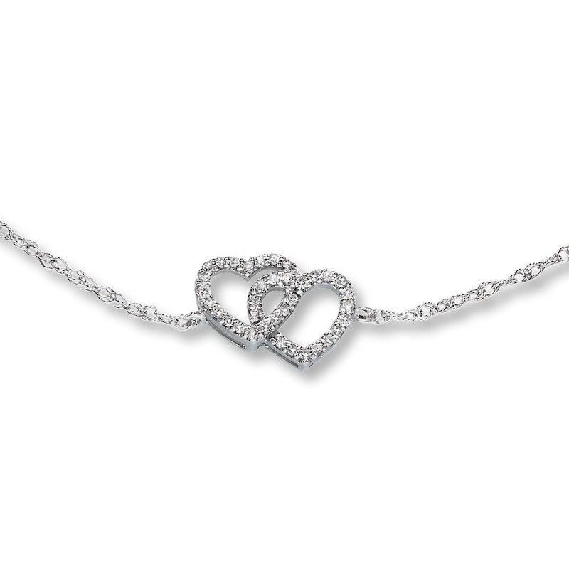 Main Image 1 of Previously Owned Heart Bracelet 1/8 ct tw Diamonds 10K White Gold