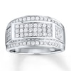 Thumbnail Image 1 of Previously Owned Men's Wedding Band 1 ct tw Round-cut Diamonds 10K White Gold