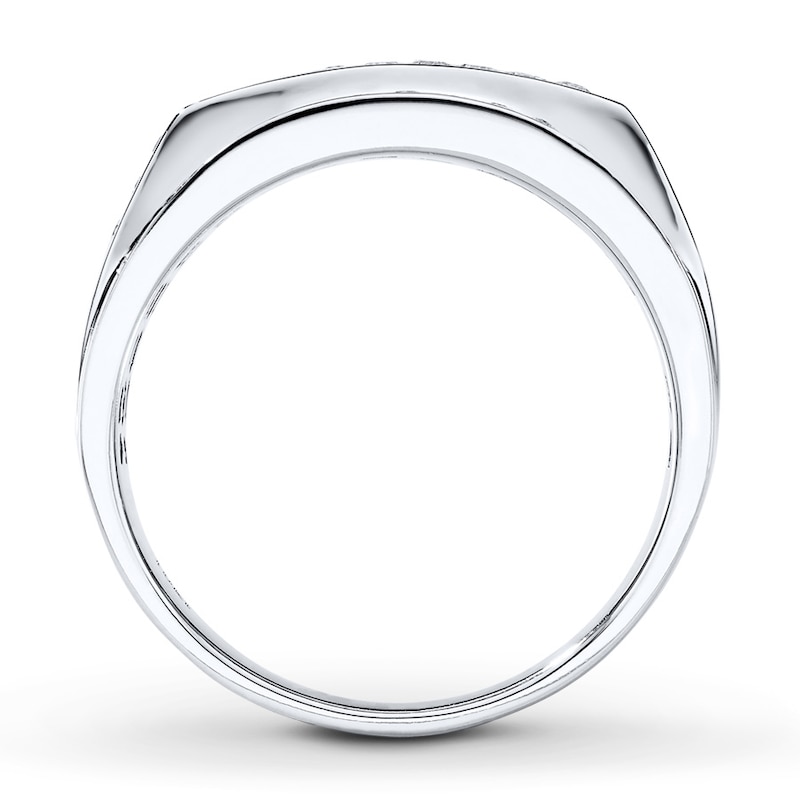 Main Image 2 of Previously Owned Men's Wedding Band 1 ct tw Round-cut Diamonds 10K White Gold