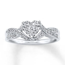 Previously Owned Diamond Heart Ring 1/3 ct tw Round-cut 10K White Gold