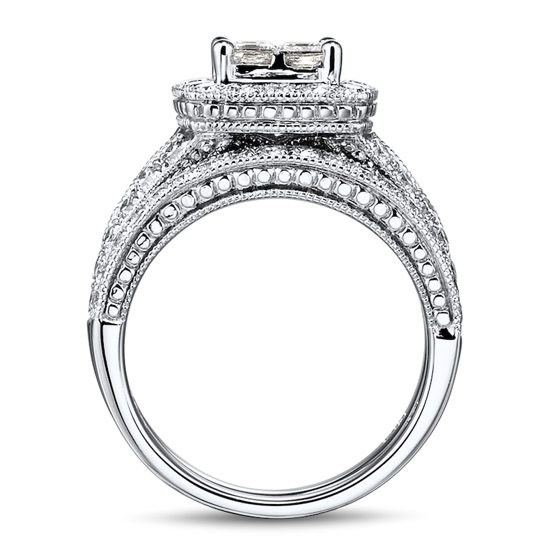 Main Image 3 of Previously Owned Diamond Bridal Set 1-7/8 ct tw Princess/Round 14K White Gold