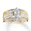 Thumbnail Image 1 of Previously Owned Diamond Engagement Ring 1-3/4 ct tw Marquise, Baguette & Round-cut 14K Yellow Gold