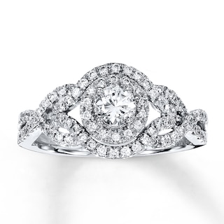 Previously Owned Diamond Engagement Ring 3/4 ct tw Round-cut 14K White ...