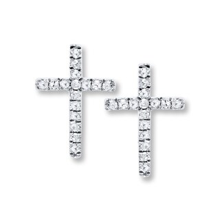 Previously Owned Diamond Cross Earrings 1/10 ct tw Round-cut Sterling ...