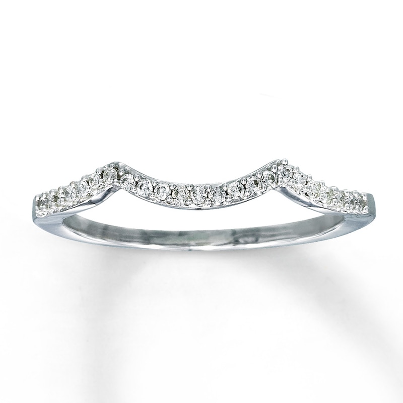 Main Image 1 of Previously Owned Diamond Wedding Band 1/10 ct tw Round-cut 14K White Gold - Size 9.75