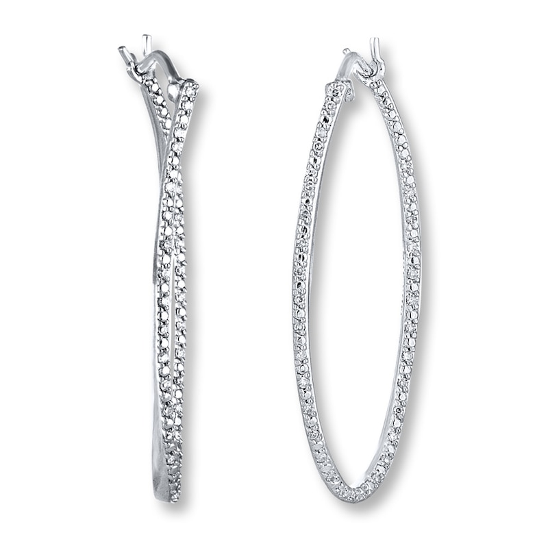 Previously Owned Hoop Earrings 1/6 ct tw Diamonds Sterling Silver