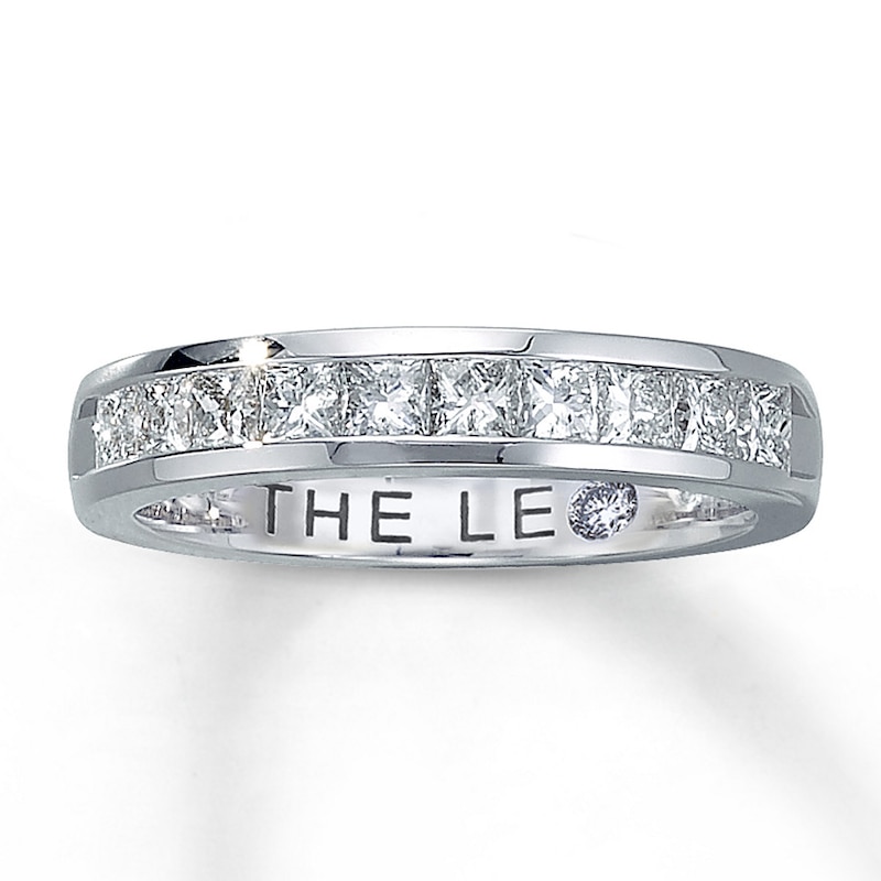 Main Image 1 of Previously Owned THE LEO Anniversary Band 1 ct tw Princess-cut Diamonds 14K White Gold - Size 4.75