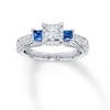Thumbnail Image 0 of Previously Owned Diamond/Sapphire Ring 1 ct tw Princess & Round-cut 14K White Gold - Size 4.5