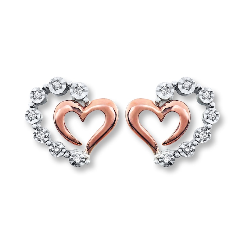 Previously Owned Diamond Earrings 1/20 ct tw Round-cut 10K Rose Gold ...