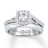 Thumbnail Image 0 of Previously Owned Leo Diamond Bridal Set 7/8 ct tw Princess & Round-cut 14K White Gold